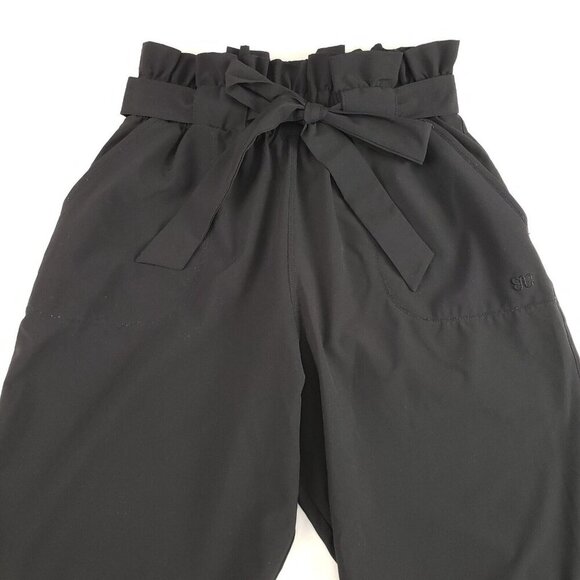 Albion Bow Belt Ankle Pant Womens XS Black Paper Bag Waist Pull On Nylon Stretch - Picture 4 of 13